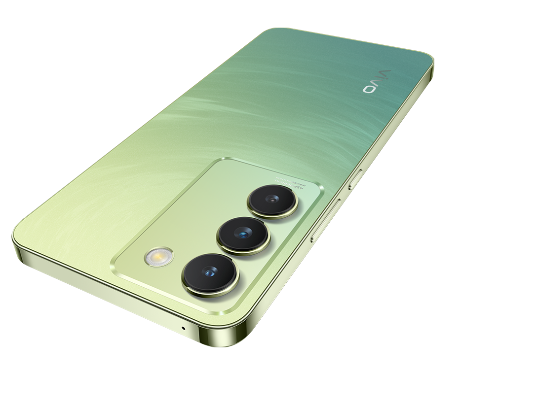 Renk değiştiren tasarıma sahip dalga yeşili renginde vivo V30 Lite
