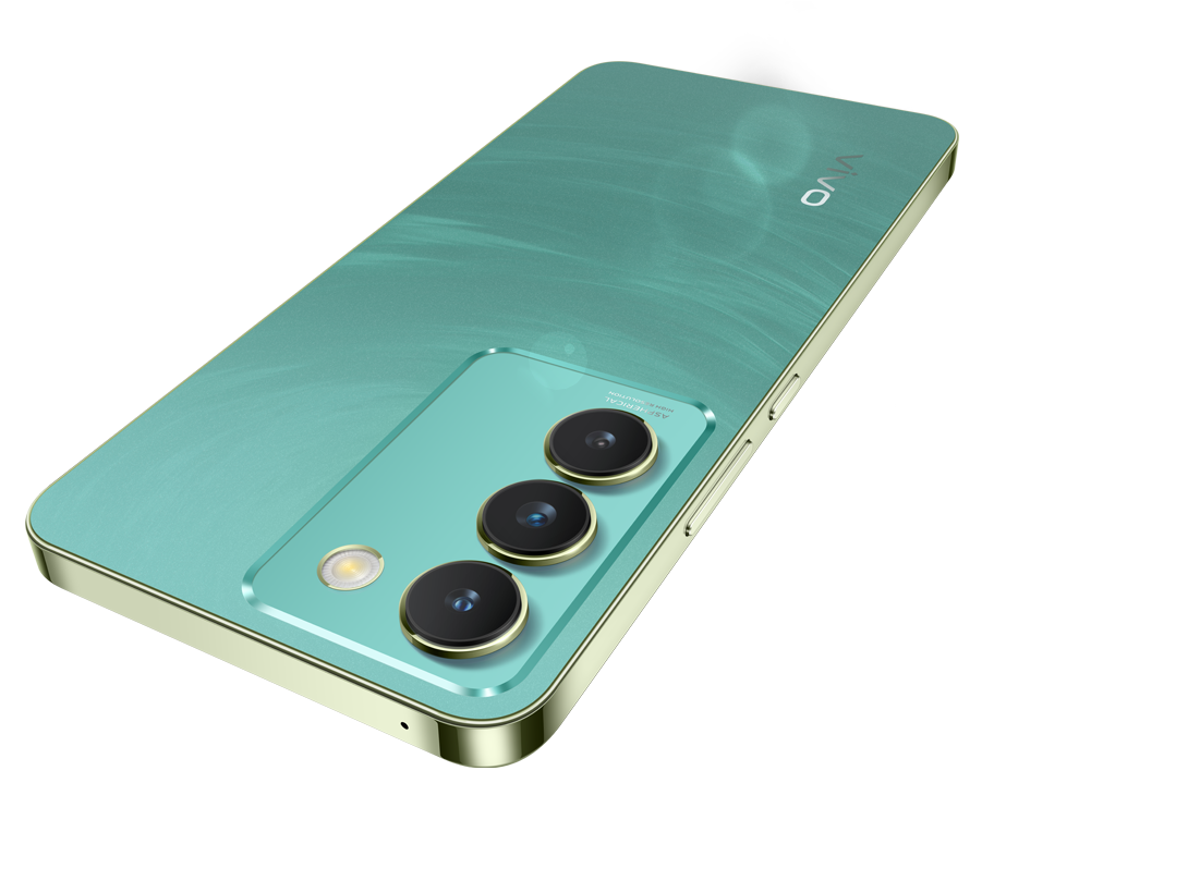 Renk değiştiren tasarıma sahip dalga yeşili renginde vivo V30 Lite