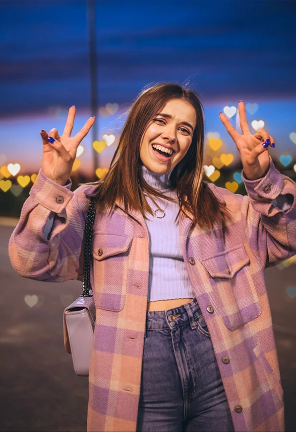 vivo V30 Lite ile çekilmiş heart filtresine sahip portre