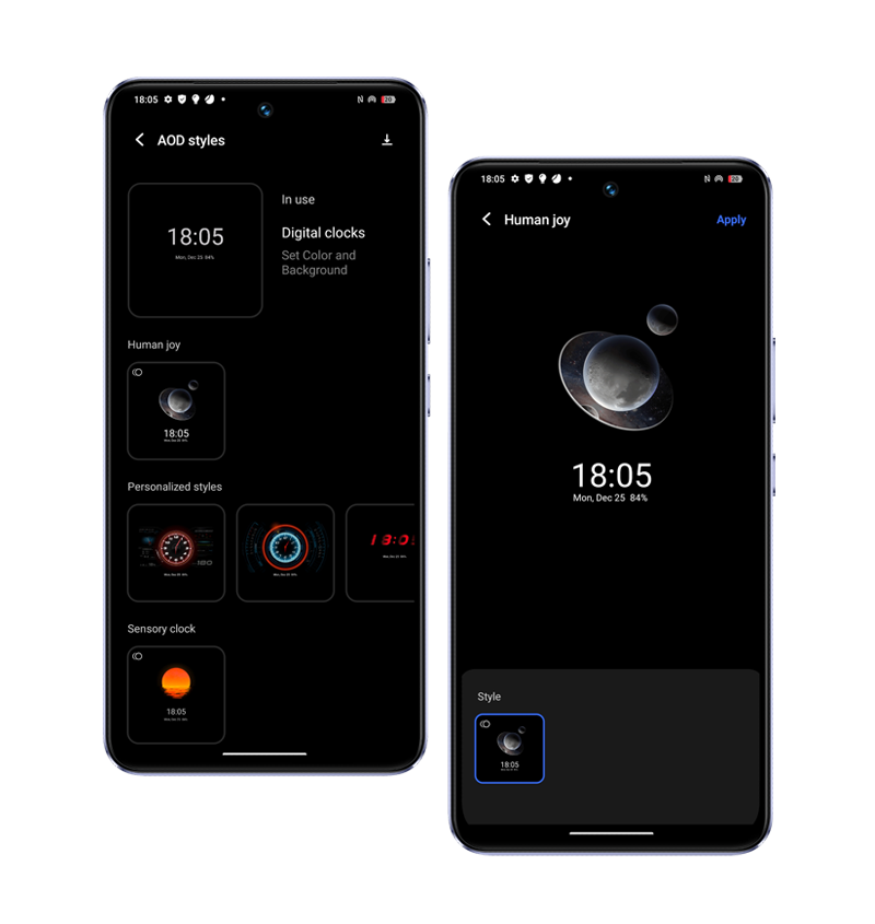 vivo V30 SE con funciones de personalización del funtouch os 14: estilos de pantalla siempre activa