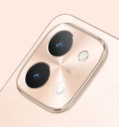 vivo Y28 en Oro Rosa con luz dinámica