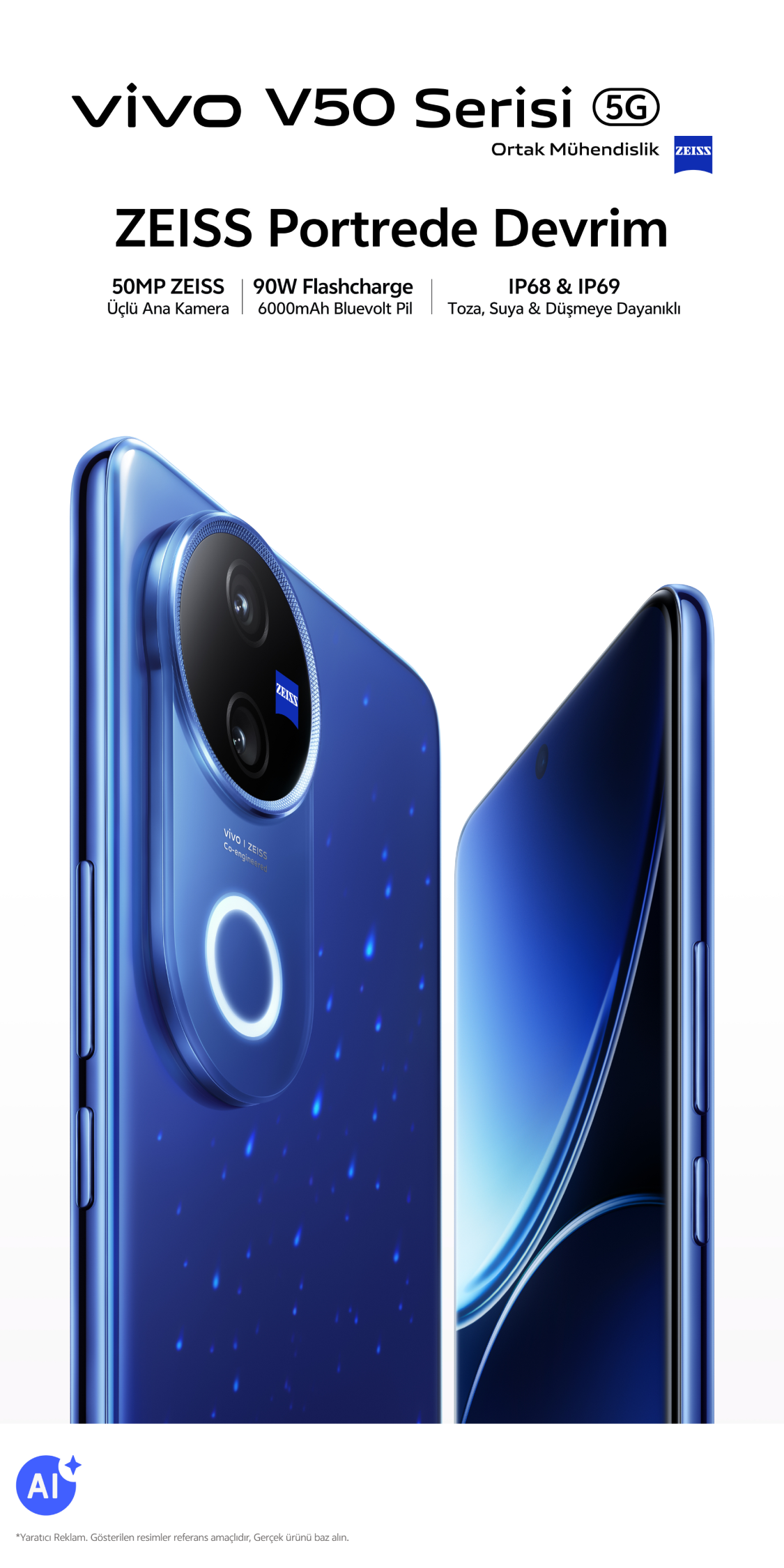 ★VIVO vivo V50-ZEISS Portrait, 6000 mAh, IP68/69 ve FOS 15 | vivo Türkiye