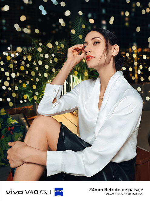 Muestra fotográfica del vivo V40 con cámara de retrato de paisaje de 24 mm