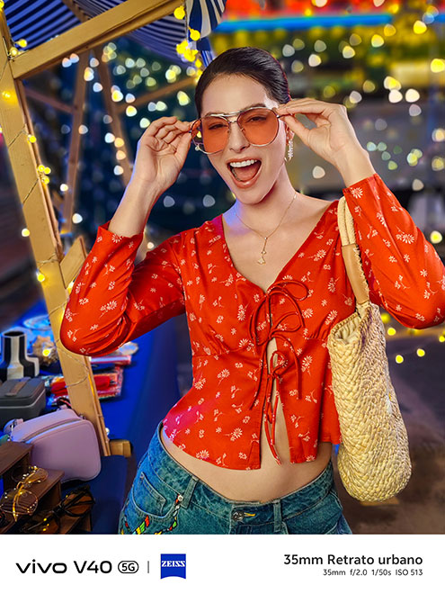 Muestra fotográfica del vivo V40 con cámara de retrato de calle de 35 mm