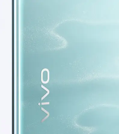 vivo V30 in color waving aqua with rippling magnetic particle
